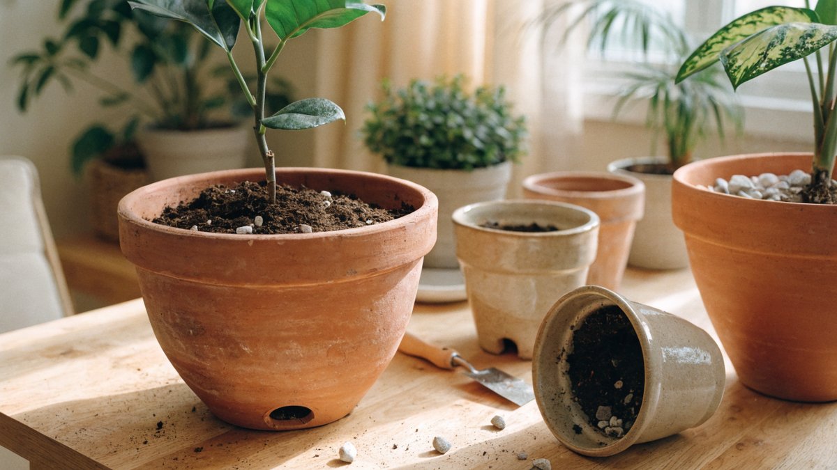O vaso certo, com boa drenagem, muda a saúde da planta.