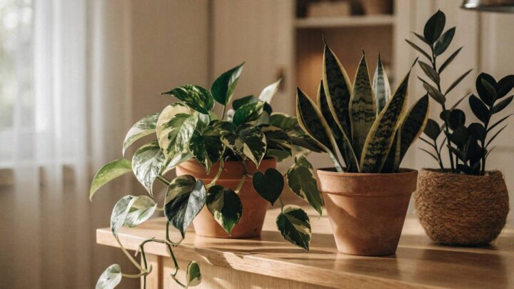 Plantas fáceis de cuidar em vasos de cerâmica