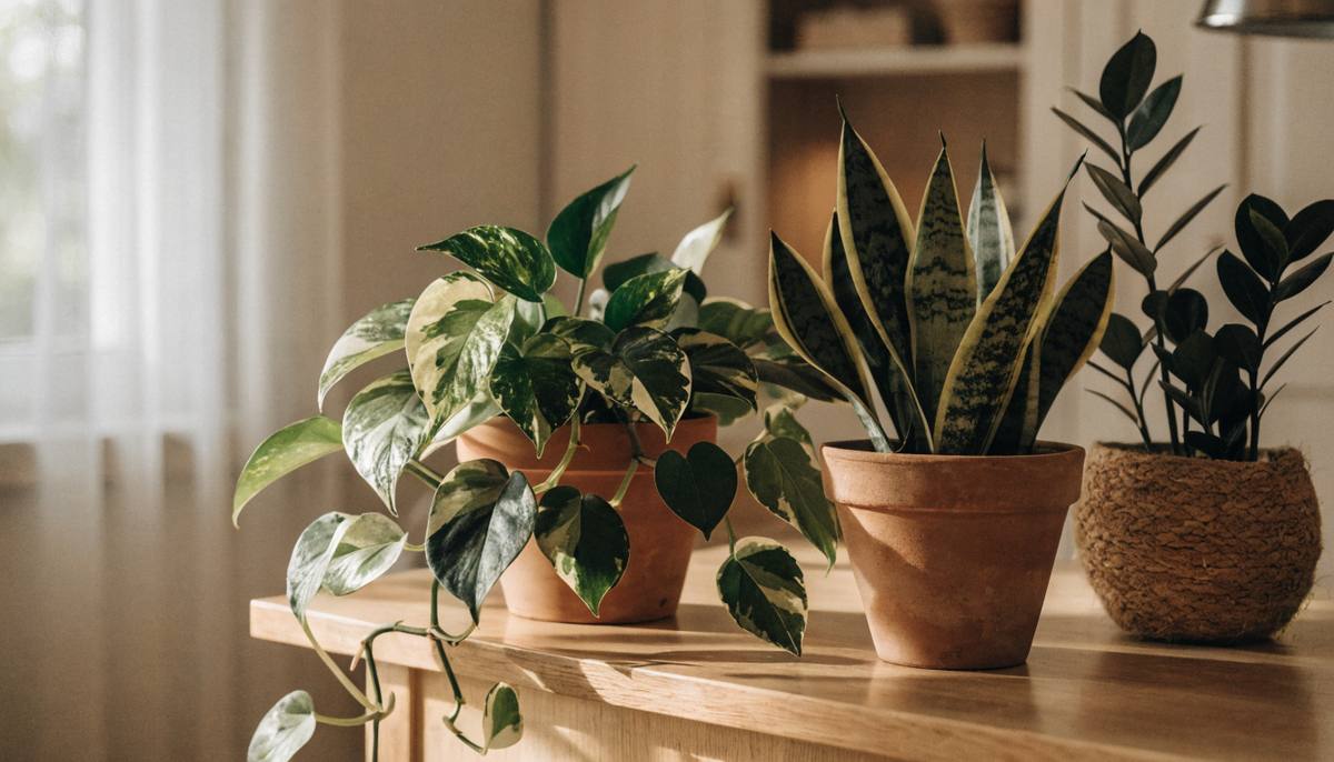 Plantas fáceis de cuidar em vasos de cerâmica